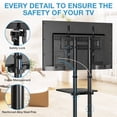 thumbnail image 3 of RTVR Rolling TV Cart Stand on Wheels for 32 to 75 inch Flat Curved Screens, Portable Mobile TV Stand with Shelf, Black, 3 of 8