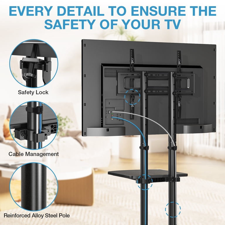 RTVR Rolling TV Cart Stand for 32-75 Inch Screens photo 4