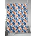 thumbnail image 5 of Shower Curtains Blue Palm Leaves Bath Curtain Orange Tropical Floral Plants Waterproof Bathroom Shower Curtain Set with Hooks Decoration 72 x 84 Inches, 5 of 7
