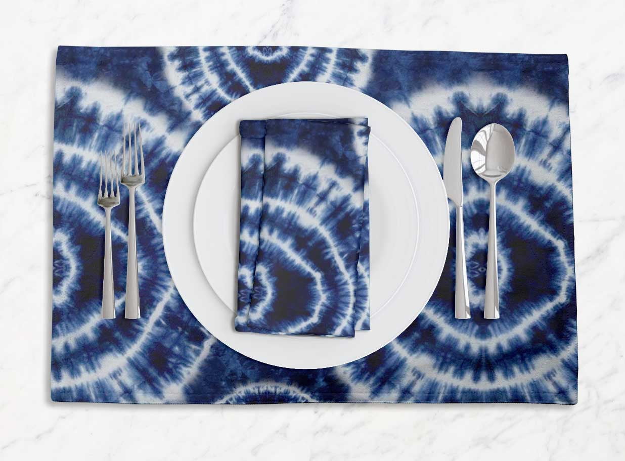 Details about   S4Sassy Geometric Shibori Room Reversible Tablemats With Napkins set-SH-10A 