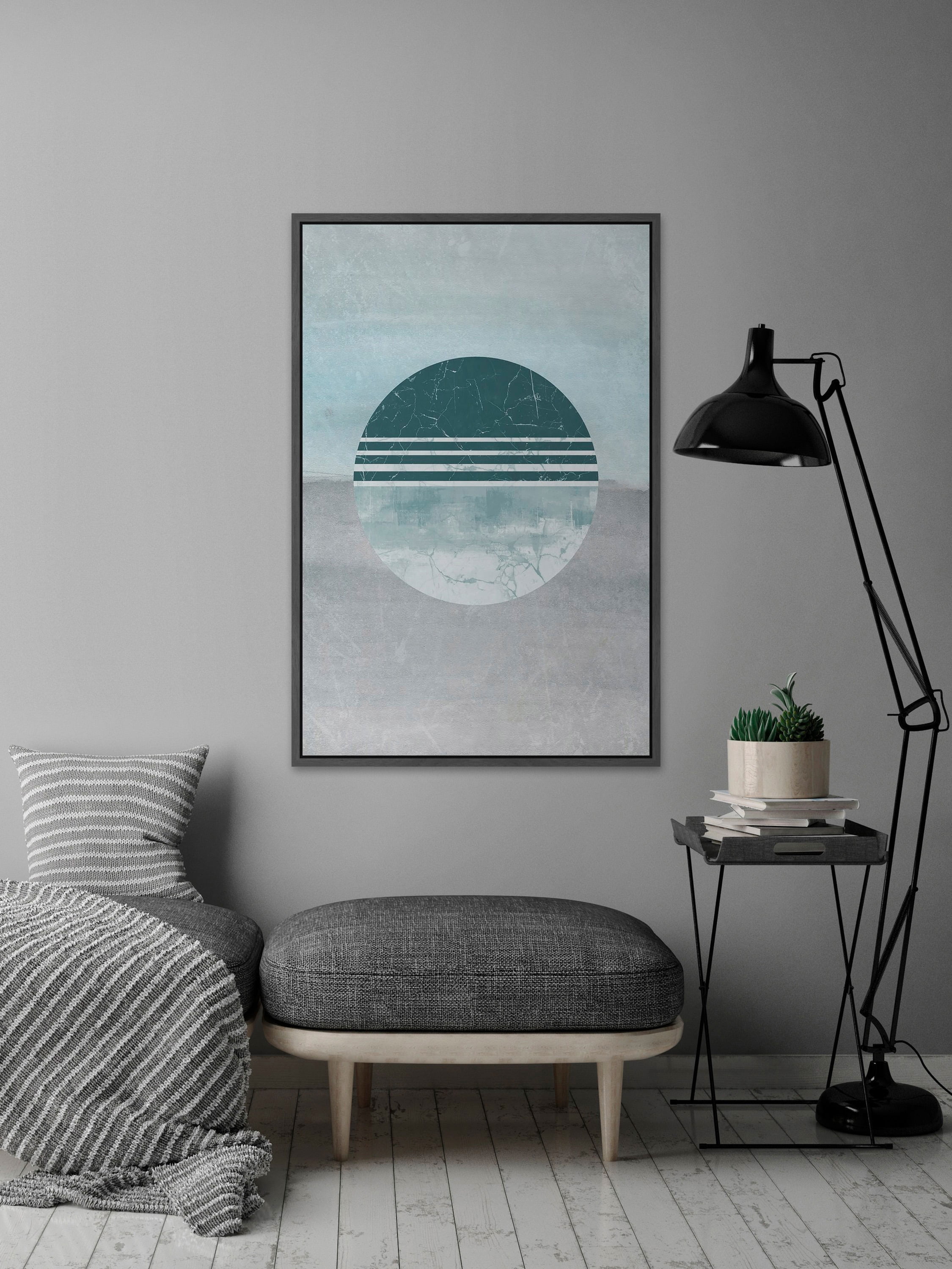 Teal Surprise Floater Framed Painting Print on Canvas