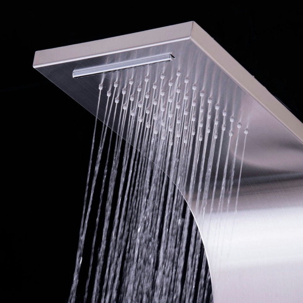 Finihen Shower Panel, Shower Panel Tower System, 57 Inch Stainless Steel Massage Jets Hand Shower Shower Panel, Silver Finihen Shower Panel, Shower Panel Tower System, 57 Inch Stainless Steel Massage Jets Hand Shower Shower Panel, Silver