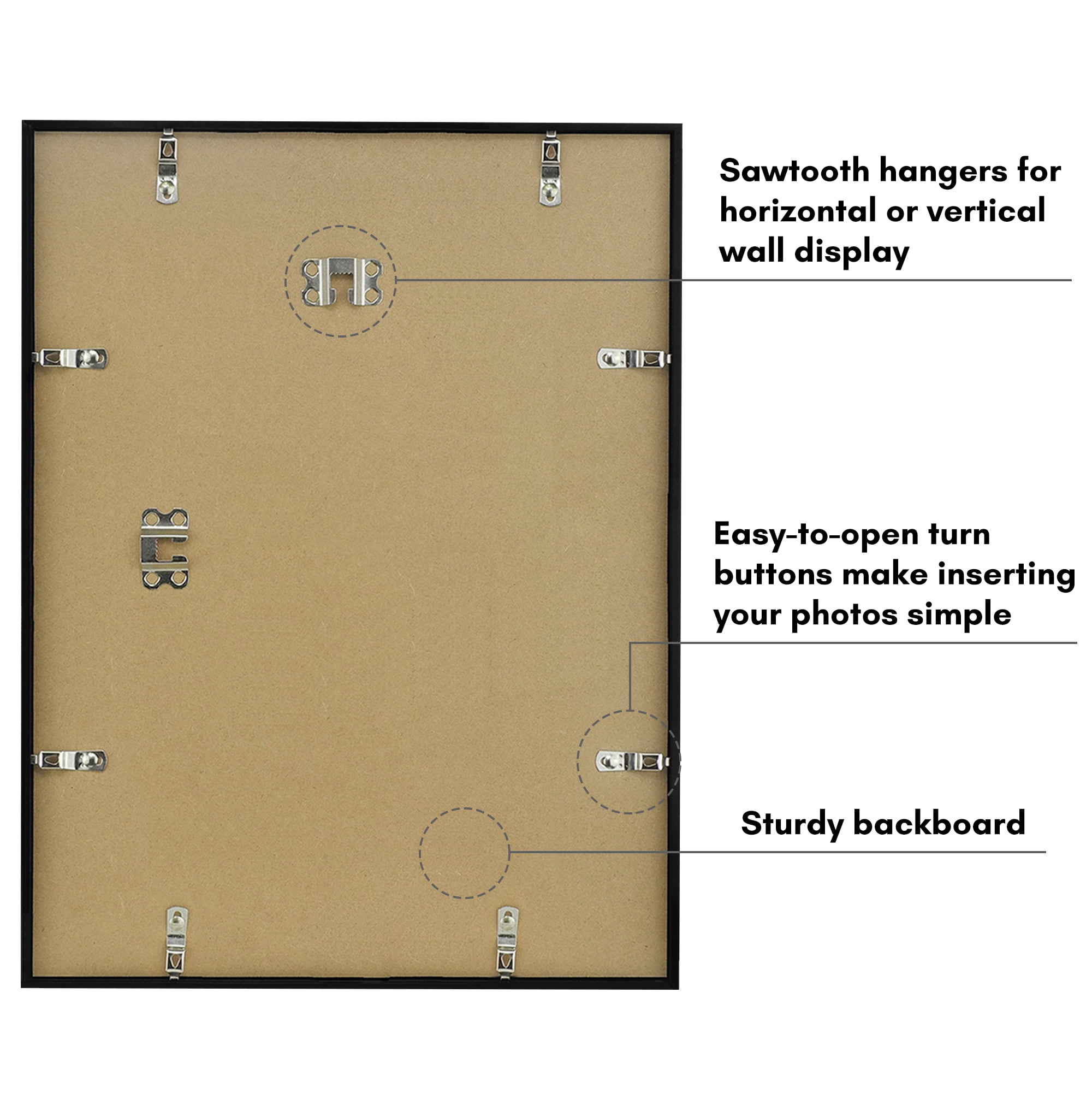 Americanflat 13x17 Picture Frame with Polished Plexiglass Streamline Collection Thin Border Wall - Black