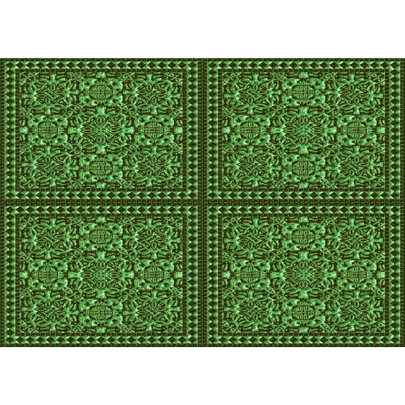 Ahgly Company Machine Washable Indoor Rectangle Transitional Dark Forest Green Area Rugs, 7' x 9'