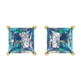 thumbnail image 3 of Clara Pucci 4Ct Synthetic Blue Moissanite Princess Cut VVS1 Screw Back Stud 18k Solid hypoallergenic Gold Designer Earrings For April, 3 of 7
