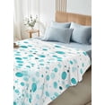 thumbnail image 4 of Turquoise Polka Dot Queen Size Flat Sheet, Wrinkleproof & Fadeproof Cooling Flat Bed Sheet Only, Modern Art Abstract Watercolor Dot Breathable Soft Bedding Top Sheets 90 x 102 Inches, 4 of 8