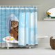 thumbnail image 1 of Cortinas de ducha divertidas, cortina de baño con ganchos de decoración, impermeable, gato, perro, baño 3d, 180x180cm, cortina de ducha con personalidad creativa Rojo Verde, 1 of 5
