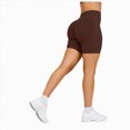 thumbnail image 4 of KPOPLK Women's 3"/5" High Waisted Biker Shorts - Spandex Yoga, Workout, Cycling, Volleyball, Dance Athletic Booty Shorts,Brown,Size M, 4 of 7