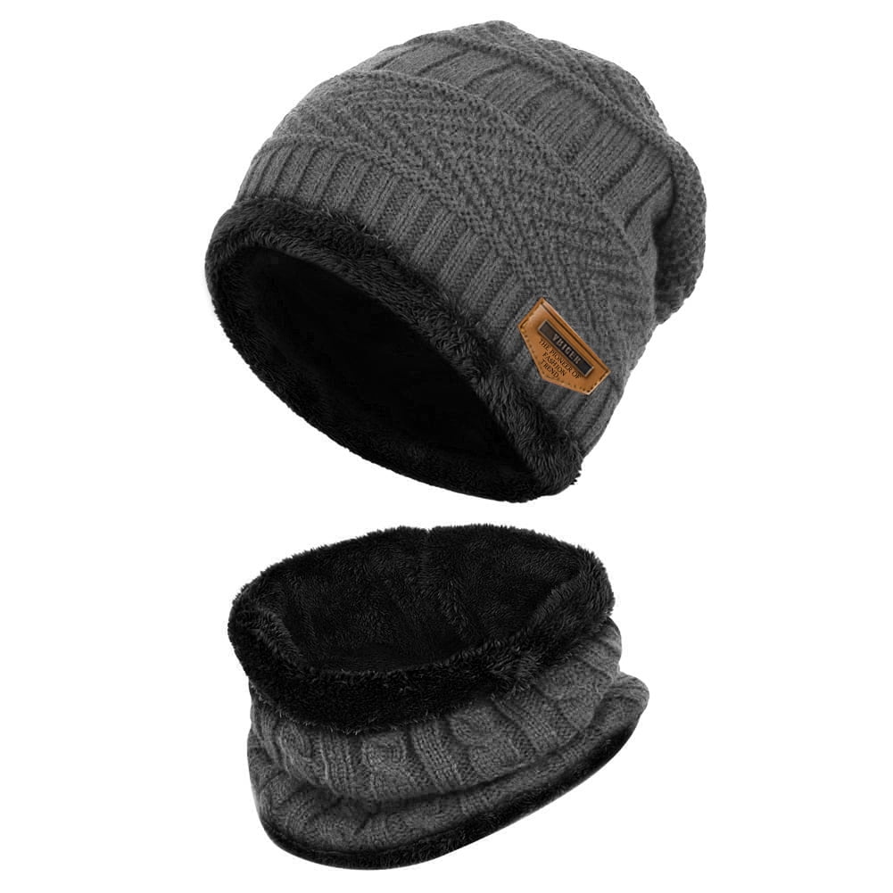 Ssowun Winter Warm Knitted Scarf Hat,Soft Wool Beanie Hat Cute Long Scarf Caps Set for Kids Girls Boys