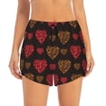 thumbnail image 3 of Uemuo Gold Glitter Heart Pattern Women's Athletic Shorts High Waisted Running Shorts with Liner Pockets Gym Elastic Workout Shorts-XX-Large, 3 of 9