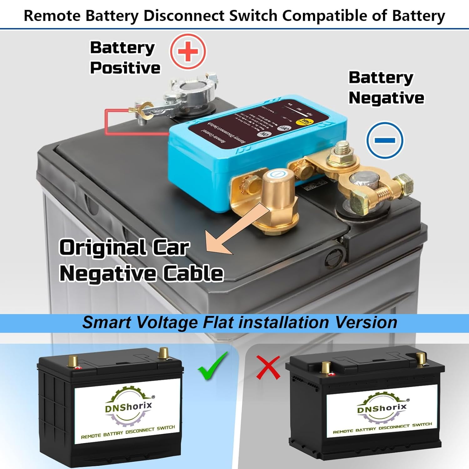 Remote Battery Disconnect Switch 12v, 240A, Upgrade Smart Voltage Kill Switch, Car Kill Switch Anti-Theft, Prevent Battery Drain