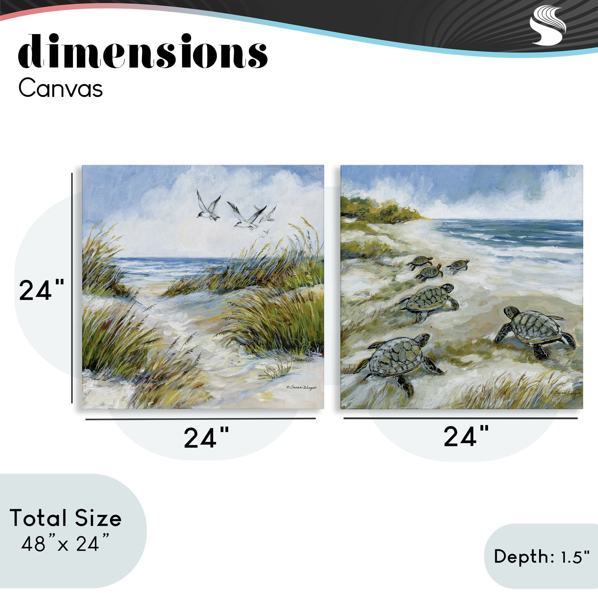 Stupell Industries Beach Creatures on Dunes 2 Piece Canvas Wall Art Set, design by Susan Winget