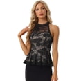 thumbnail image 1 of Top Peplum de Encaje para Mujer Blusa Elegante sin Mangas con Cuello en Forma de Corazón Negro XL, 1 of 6