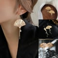 thumbnail image 2 of GHSOHS Silver Earrings for Women Asymmetric Fan Earrings Sector Drop Earrings Small Fan Dangle Earrings Cute Retro Ethnic Pretty Stud Earrings Gold Hoop Earrings Fashion Earings Ear Ring, 2 of 8