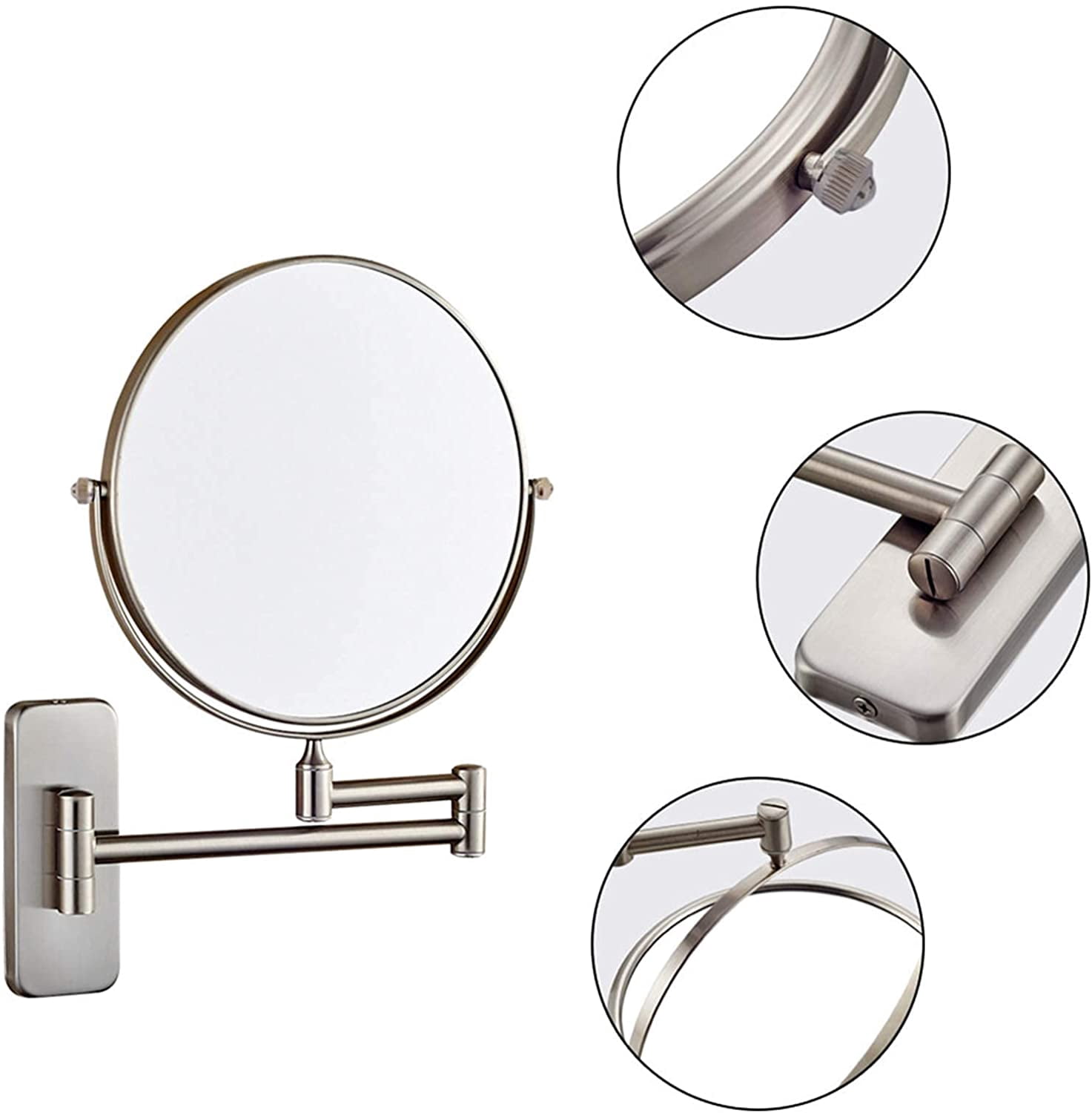 8"Wall Mounted Makeup Mirror With Lights LED 10x Wall Makeup Vanity Mirror Double