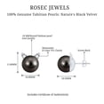 thumbnail image 4 of Rosec Jewels Genuine Tahitian Black Pearl Diamond Earrings, (16 Carat, AAA Grade) Cat Stud Earrings with Pearl - Ready to Gift, 14K White Gold, 4 of 5