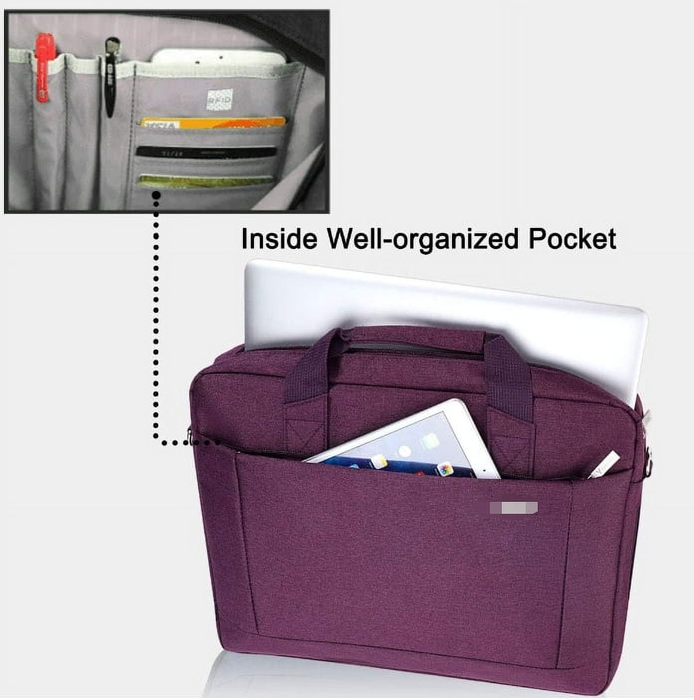RKXQT Women's Expandable Waterproof Large Capacity Business Briefcase 17 17.3 Inch Messenger Bag Sleeve, Purple, 1-Piece