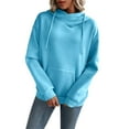 thumbnail image 4 of Frostluinai Long Sleeve Oversized Hoodies for Women Drawstring Cowl Neck Fleece Lined Sweatshirts Solid Warm Fall Pullover with Pocket, 4 of 11