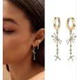 thumbnail image 3 of Aros colgantes de oro para mujer, estilo bohemio, de playa, sencillos y delicados, rellenos de oro de 14 k, con diseño de constelación, código de producto 67777 Constelación, 3 of 5