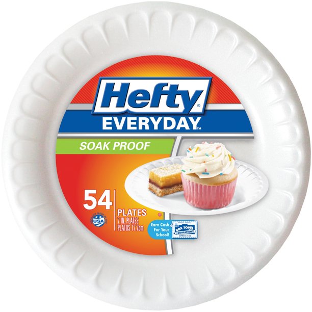 Hefty, RFPD20769, Everyday Soak Proof 7" Plates, 54 / Pack, White Clear