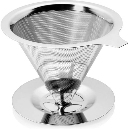 

Pour Over Coffee Dripper Stainless Steel Slow Drip Paperless Coffee Filter for Single Cup Brew Reusable Coffee Maker Filter for Perfect Extraction