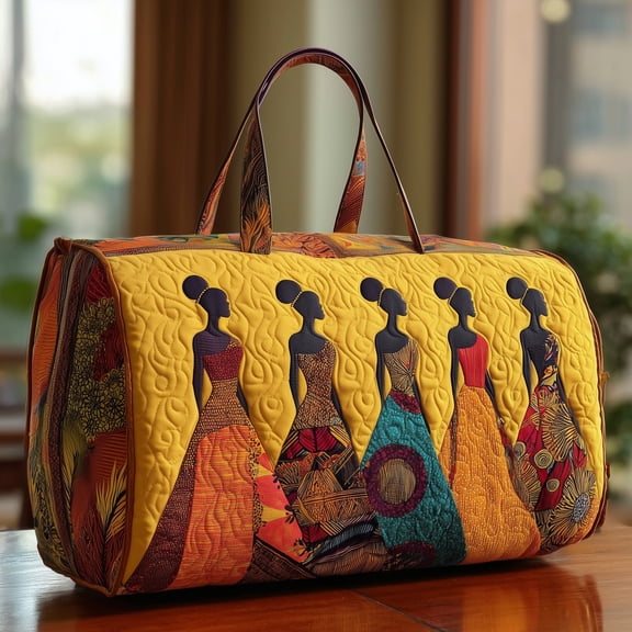 Golden Queens Quilt Duffle Bag, Quited Travel Tote Bag, Quited Weekender Travel Bag, Carry On Duffle