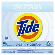 Tide Clean and Gentle Powder Laundry Detergent, Unscented, 77 oz, 68 Loads