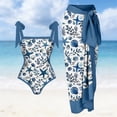 thumbnail image 2 of Jsaierl One Piece Bathing Suit for Women Plus Size 2 Piece Vintage Print Shapewear Swimwear Swimsuit with Chiffon Cover Up Wrap Long Skirts Set, 2 of 8