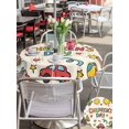 thumbnail image 5 of Outdoor Tablecloth with Umbrella Hole for Patio/Picnic/Party/Camping, Colorful Children's Day Waterproof Table Cloth Round Cover Washable, Car Tree Stars Modern Abstract Art (Dia 54"), 5 of 8