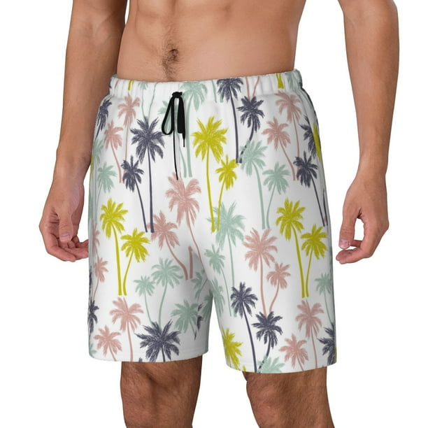 Balery Hawaiian Coconut Tree Bañador para hombre, shorts de playa de secado rápido con entrepierna y forro de compresión-3X-Large