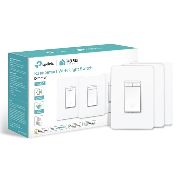 Interruptor regulador inteligente Kasa KS220P3 Wi-Fi Apple HomeKit, paquete de 3