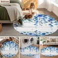 thumbnail image 5 of Round Area Rug 8 Ft, Spring Blue Floral Washable Non-Slip Circle Carpet for Living Room/Bedroom, Farmhouse Weeping Floral Leaves Wood Collection Low-Profile Large Area Rugs for Indoor, 5 of 7