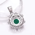 thumbnail image 2 of Emerald - Simulated, CZ 925 Silver Platinum Plated Pendant 1.00" P78634, Emerald Pendant, Gift For Her, Round Pendant, Green Pendant, 2 of 2