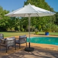 thumbnail image 3 of Patiojoy 50lbs Round Resin Umbrella Base Rattan Designed Outdoor Umbrella Stand W/ Lockable Wheels, 3 of 10