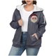 thumbnail image 2 of Sudadera informal con capucha y manga larga para mujer, estilo navideño, de gran tamaño, color liso, con cremallera, capucha y forro polar grueso, chaqueta de manga larga con hombros descubiertos, blu, 2 of 4