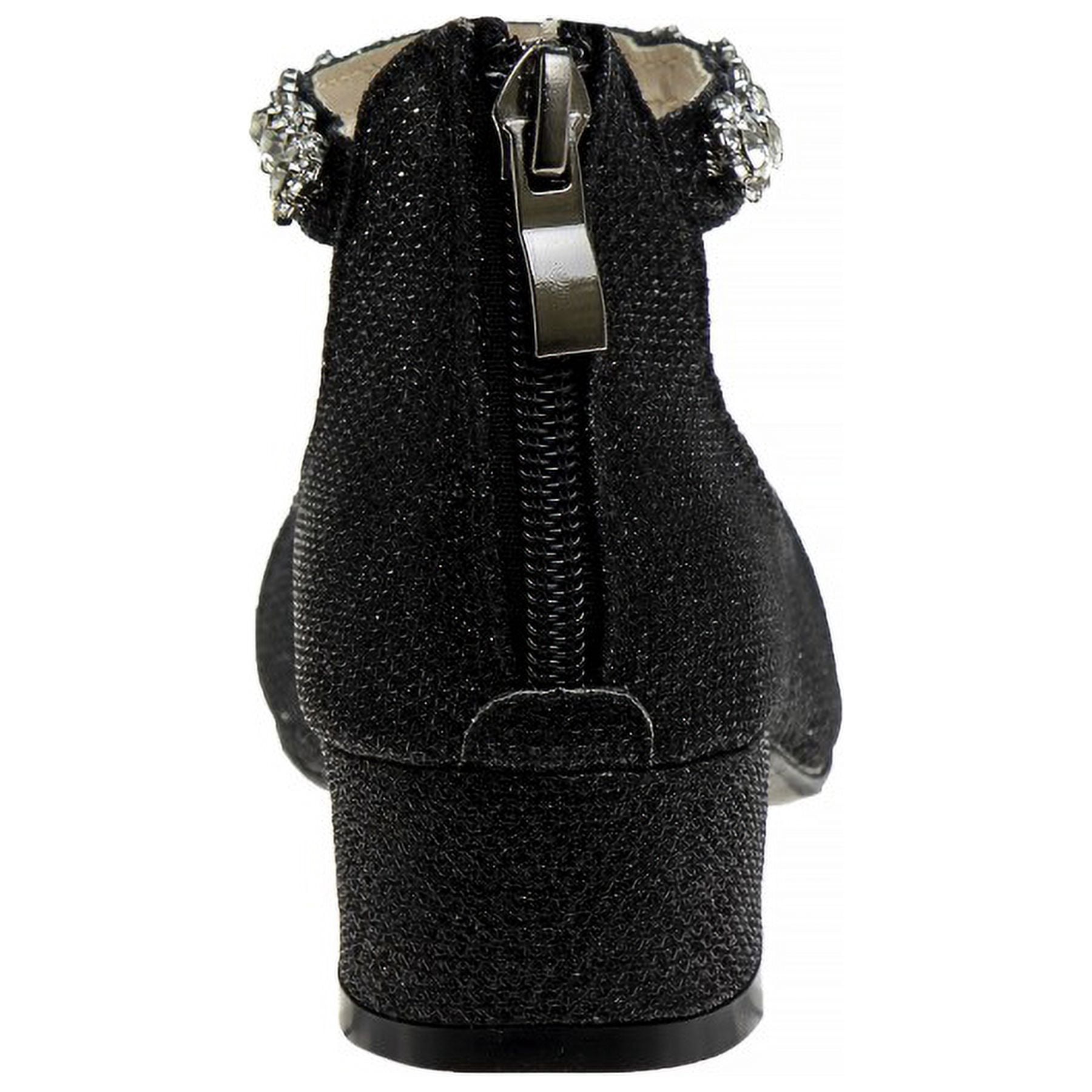 Badgley Mischka Little Kids Girls Block Heel Dress Shoes,  Black Glitter, 3