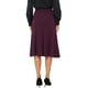 thumbnail image 3 of Faldas acampanadas de cintura alta INSPIRE CHIC para mujeres, falda midi de color sólido de negocios casual de los años 1950, XS púrpura oscuro, 3 of 6