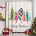 thumbnail image 3 of Colorful Christmas Tree Shower Curtain, Buffalo Plaid Xmas Trees Waterproof Fabric Shower Curtains with 12 Hooks, Bathroom Curtain Set for Bathroom Accessories Decor, 54 x 78Inches, 3 of 9