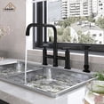 thumbnail image 3 of CASAINC Double Handle Bridge Kitchen Faucet with Pull Out Sprayer, Side Sprayer, Deck Mounted, Matte Black, 3 of 4
