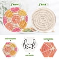 thumbnail image 4 of Yayeee 6 PCS Drink Coasters with Holder Set Woven Absorbent Round Tabletop Hot Pad, Orange Grapefruit Slices, 4 of 7