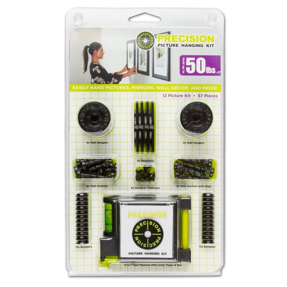 Kit de precisión para colgar cuadros El kit de 12 cuadros con cinta métrica niveladora cuelga hasta 12 marcos para usar con alambre de dientes de sierra con anilla en D y marcos con forma de ojo de ce