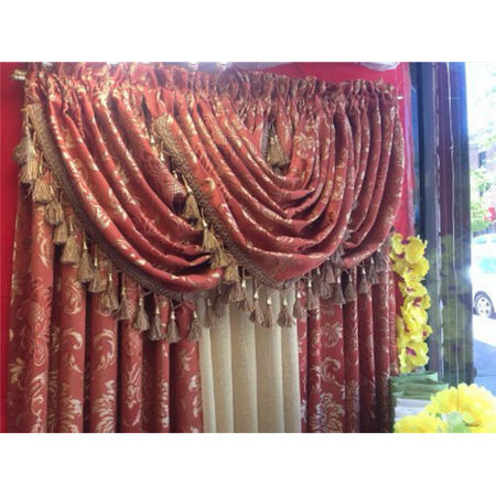 - Empire Home Traditional Jacquard Olivia Window Waterfall Valance Drapery - Rust - NEW ARRIVAL - 46
