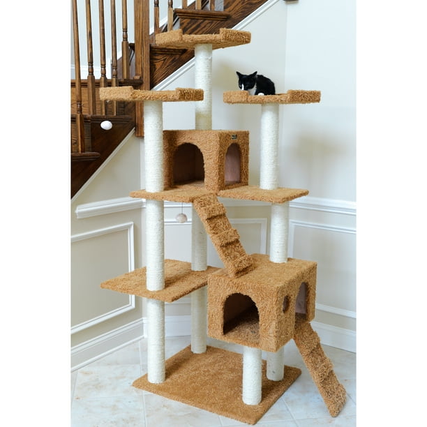 Armarkat 74-in Multi-level Real Wood Cat Tree Large Cat Play Furniture 