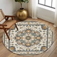 thumbnail image 3 of Vintage Flowers Pattern Washable Round Area Rug 7 ft, Flowers Traditional Bohemian , Soft Non Slip Rugs Stain Repellent Indoor Felt Carpet for Living Dining Room Bedroom Home Office, 3 of 9