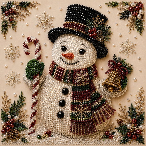 DIY Christmas Pearl Diamond Painting Art Kit with Frame, Pearl Art Kits for Adults and Beginners, Holiday Bead Craft Wall Decor