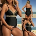 thumbnail image 2 of TGPMGRZ Maternity Women's One Piece Swimsuit V Neck Spaghetti Straps Bathing Suit Full Coverage Summer Backless Swimwear #01 Black, Size XL, 2 of 9