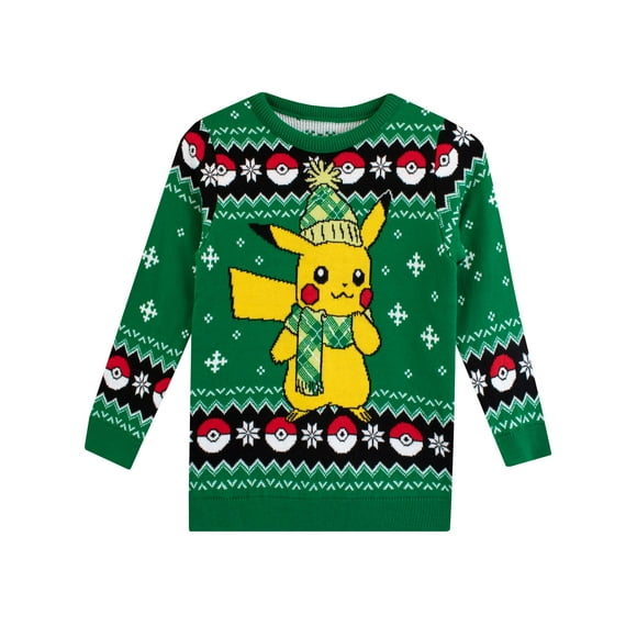 Jersey Pokemon Pikachu Christmas para niños verde talla 7