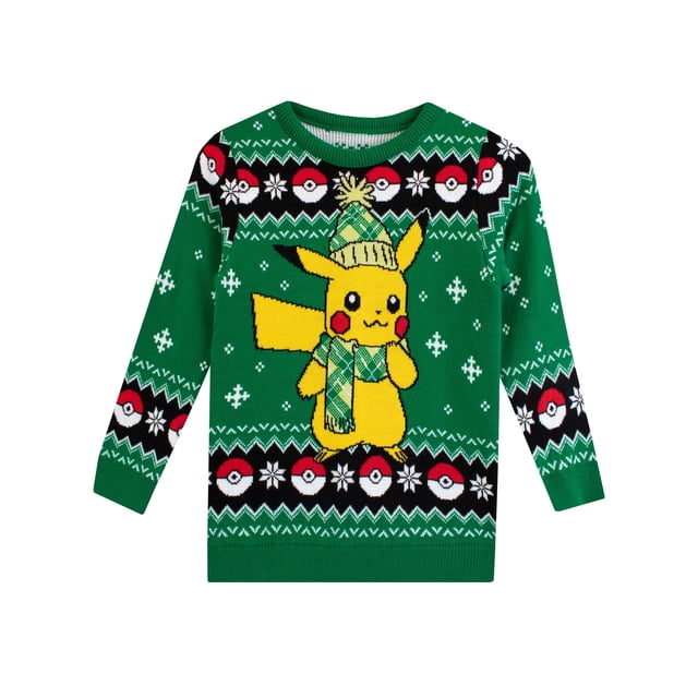 Jersey Pokemon Pikachu Christmas para niños verde talla 7