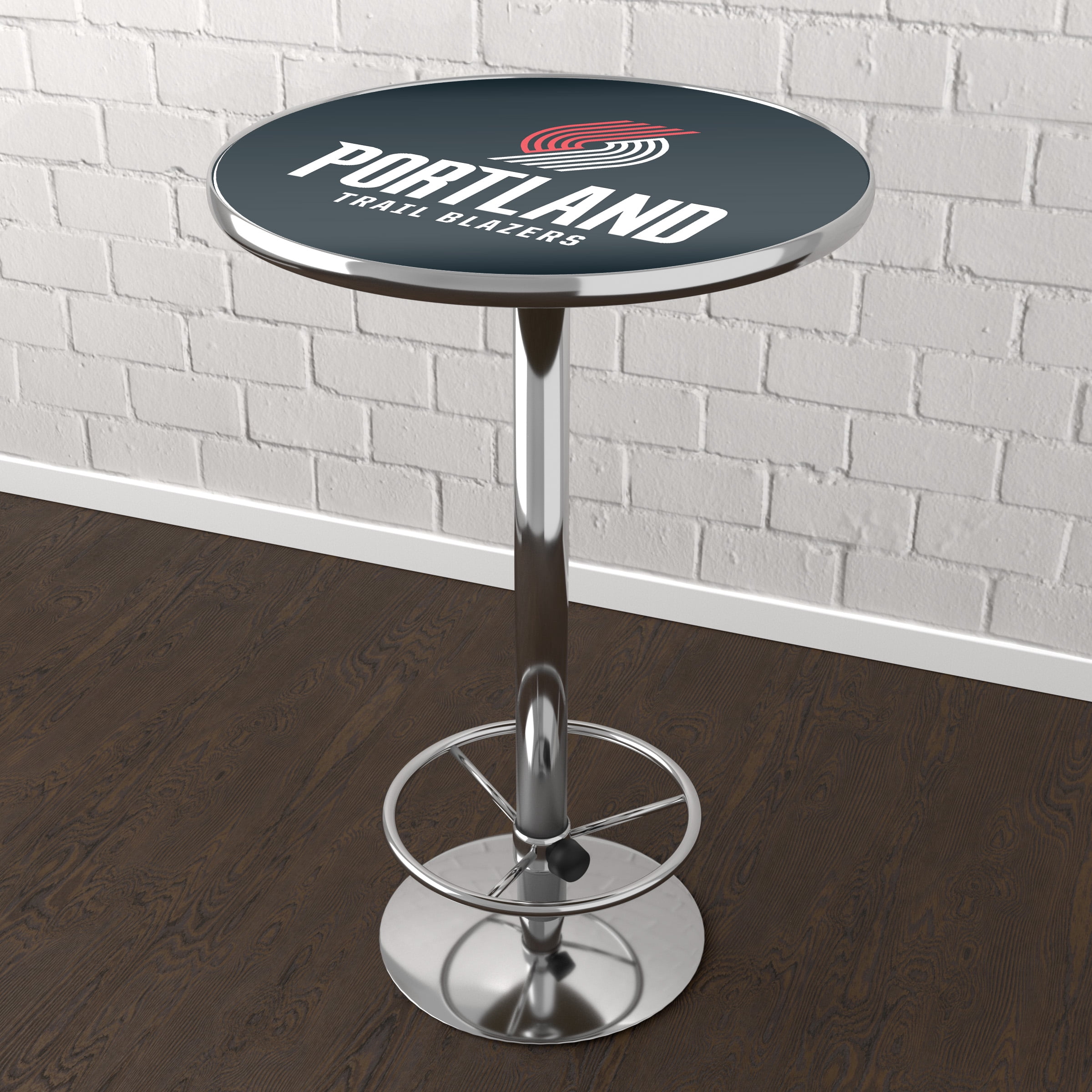 Portland Trail Blazers Logo Bar Table with Adjustable Footrest and Acrylic Top