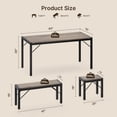 thumbnail image 5 of 6 Person Capacity Kitchen Dining Ensemble, 63 Inch Size Table with Bench & Stools for Daily Family Meals, Grey, 5 of 10